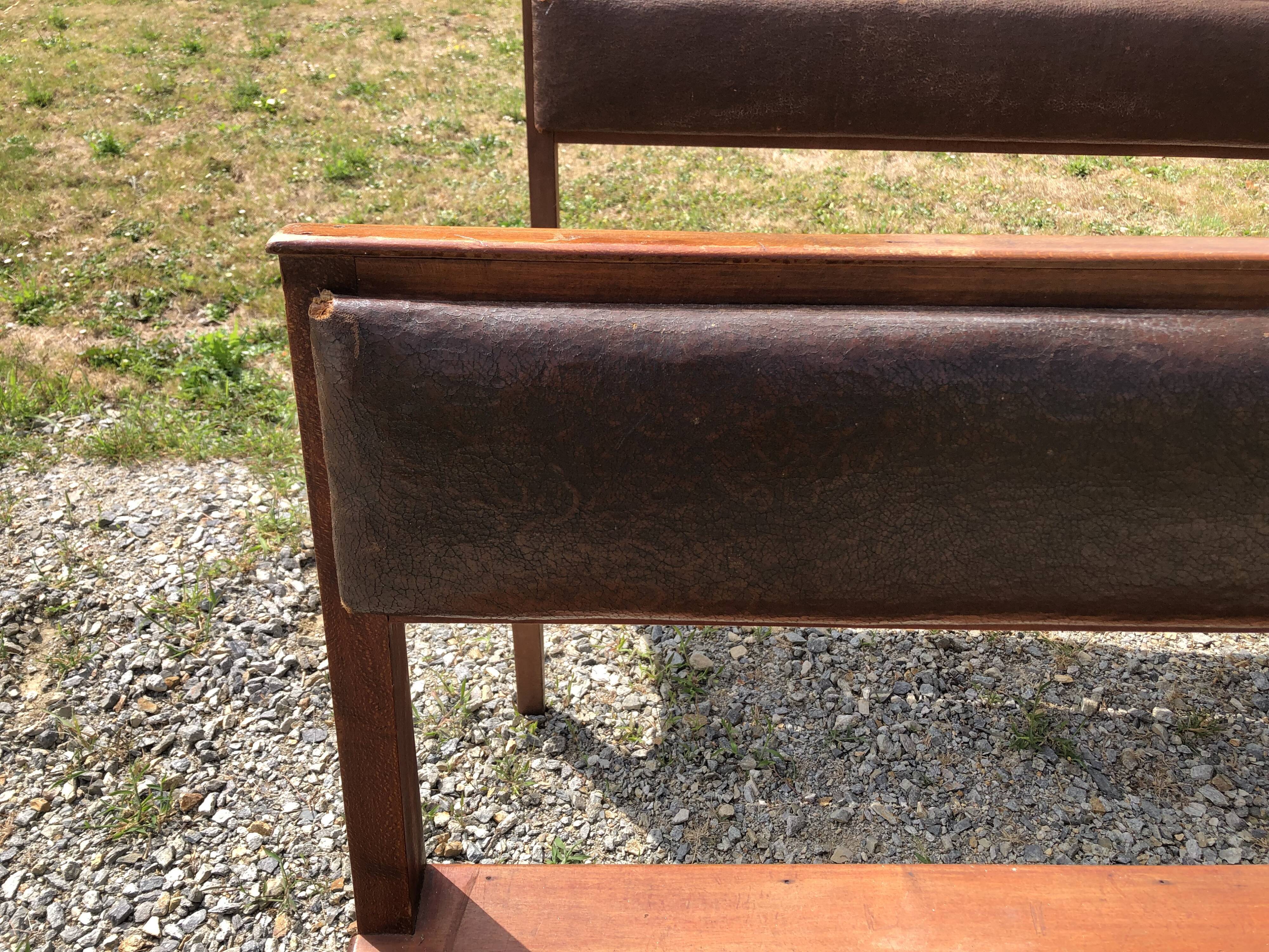 Duo of vintage church benches in solid beech