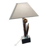 Lampe ancienne vintage métal chromé et bronze doré