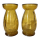 Paire de vases à jacinthe en verre ambré bullé