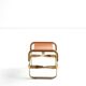 Footrest in Aged Brass and Natural Leather, Contemporary Style