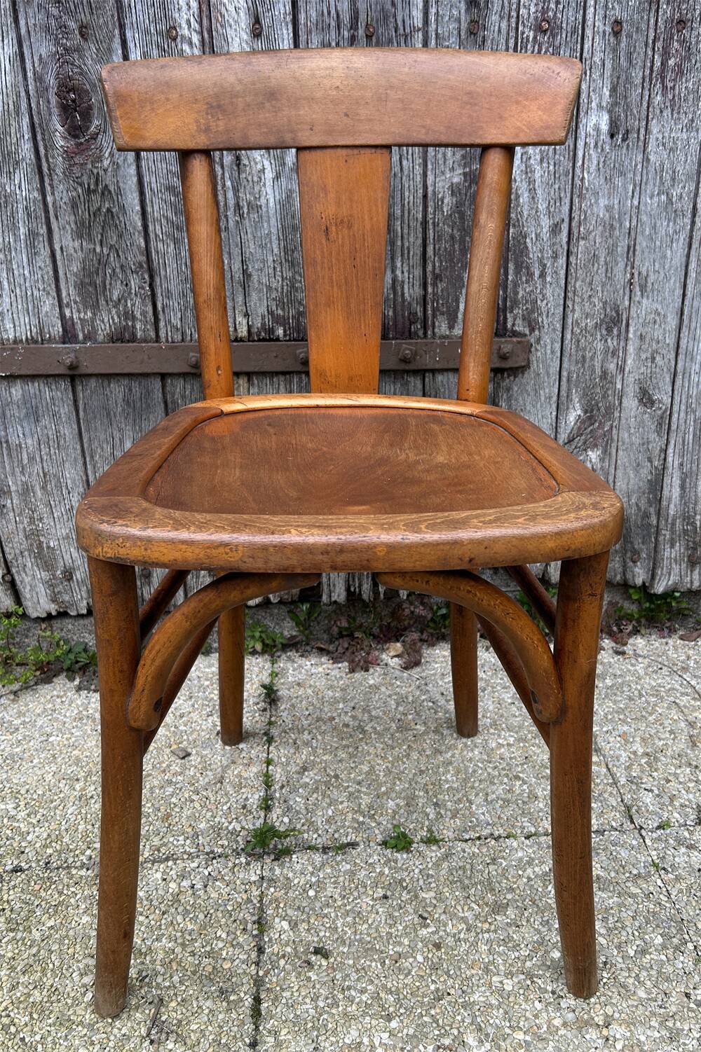 Set of 8 vintage bistro chairs, 50s, 60s, dark oak.