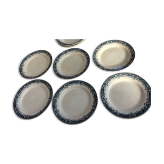 Set of 6 old flat plates and 3 hollow StAmand & Hamage Model "MOROCCO"