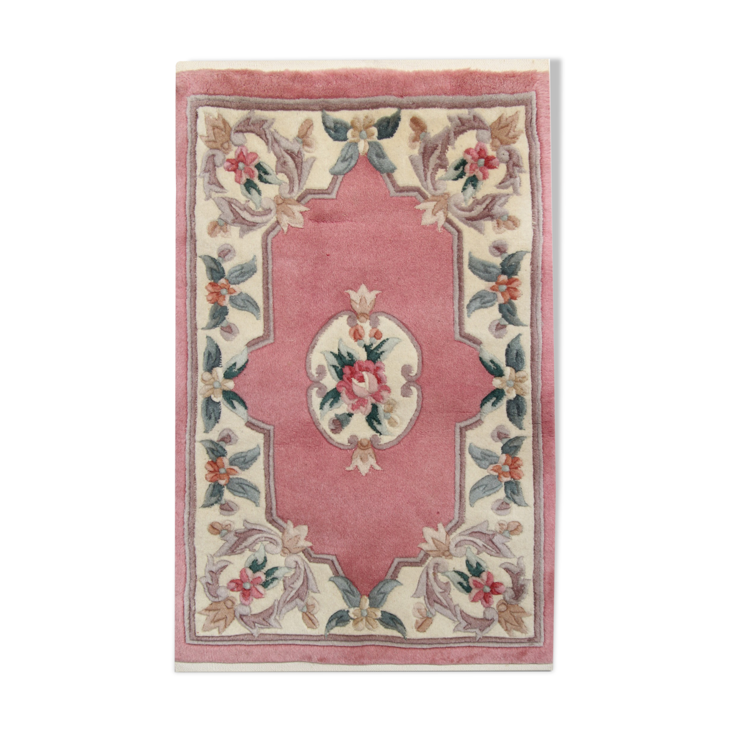 Pink chinese wool carpet rug handmade wool area rug 65x116cm