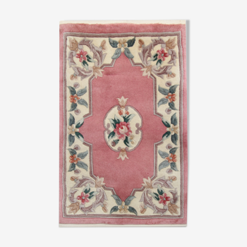 Pink chinese wool carpet rug handmade wool area rug 65x116cm