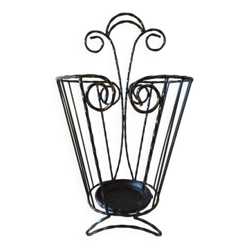 Vintage twisted iron umbrella stand – 1960s