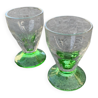 2 old uraline liqueur glasses