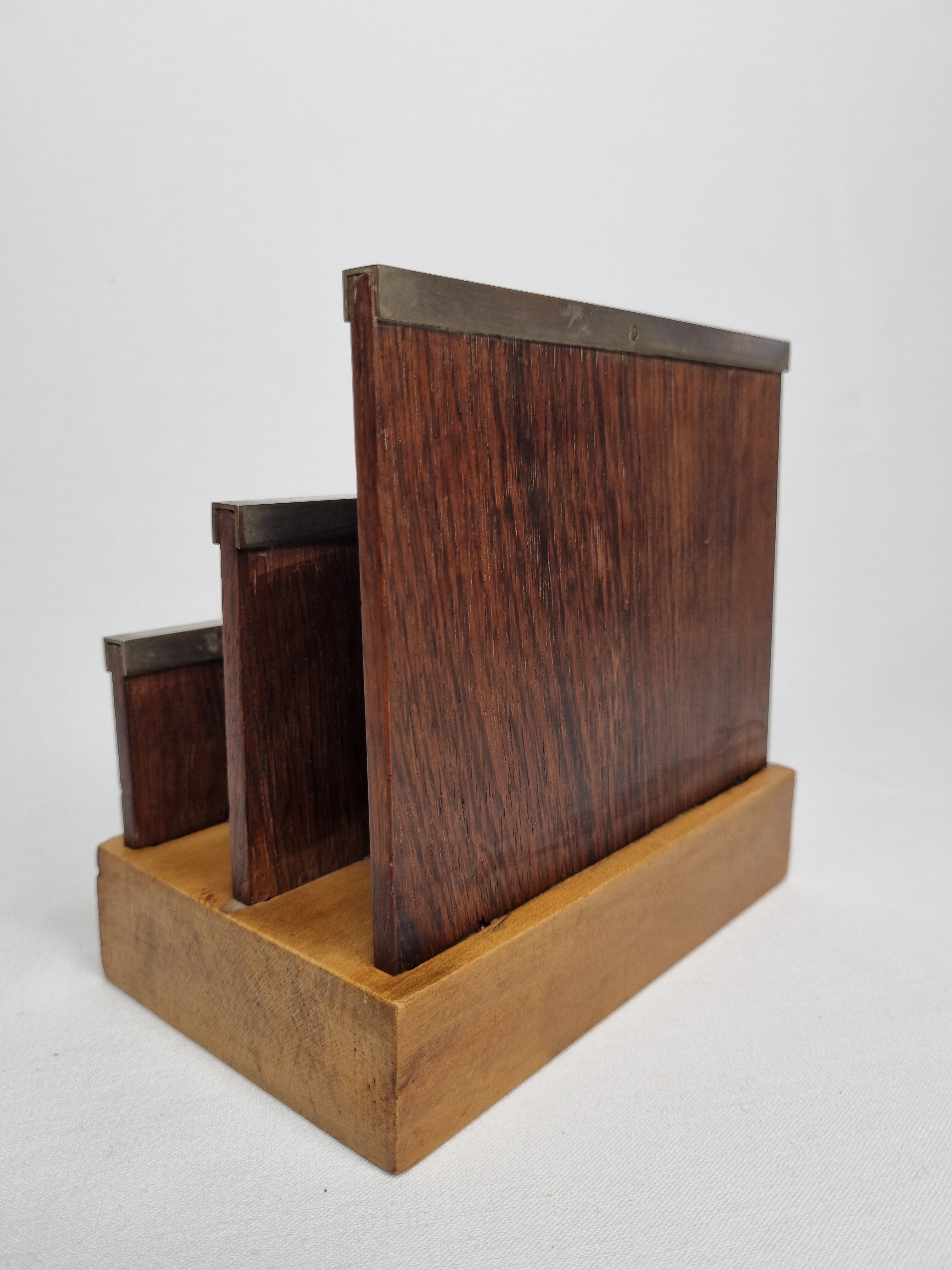 Art Deco letter carrier in precious wood and metal