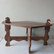 Brutalist coffee table from the 1950s – Solid oak – Handmade assembly