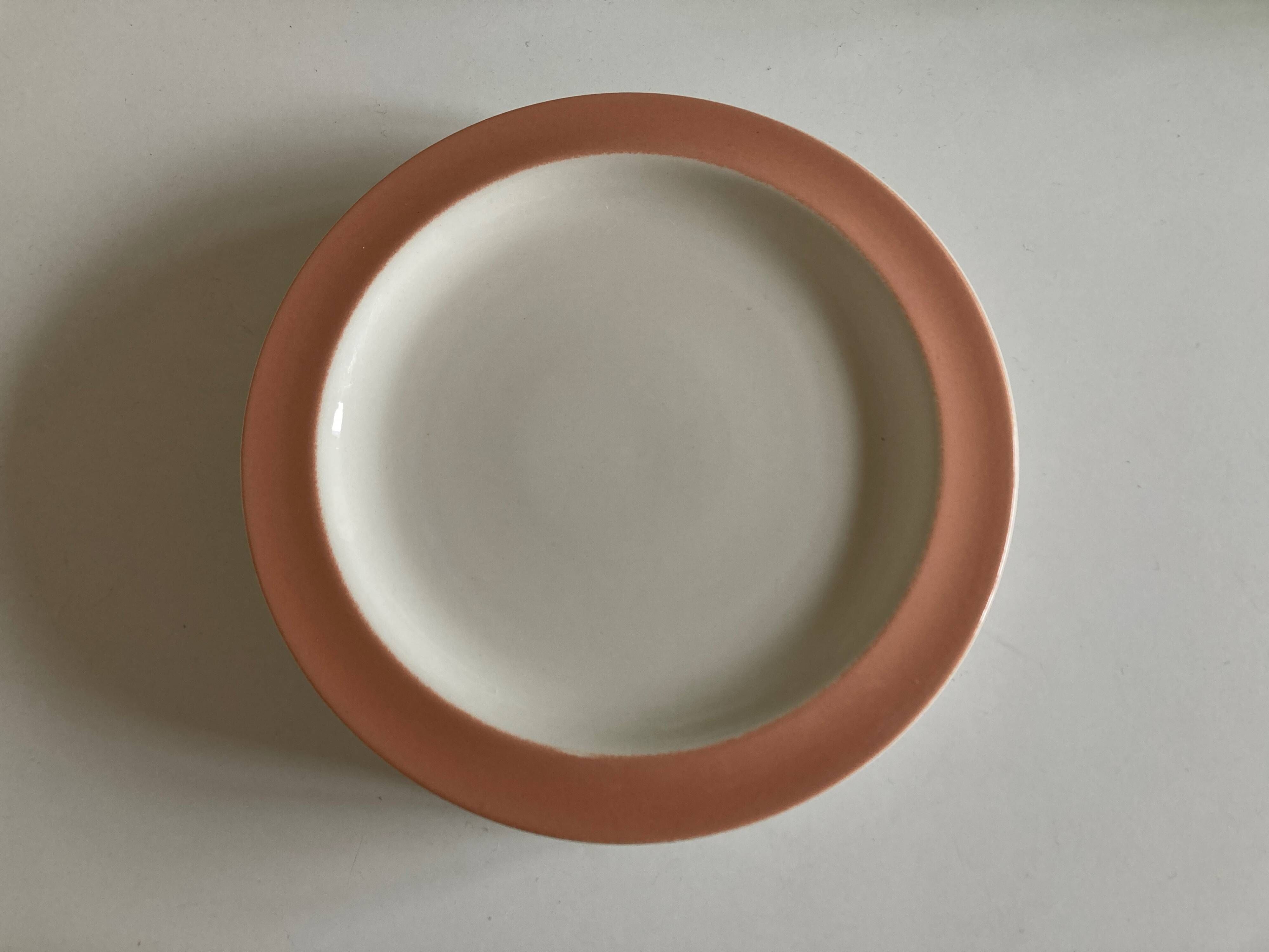 Set of 6 flat plates 1958 mid century Boch Frères Keralux Belgium