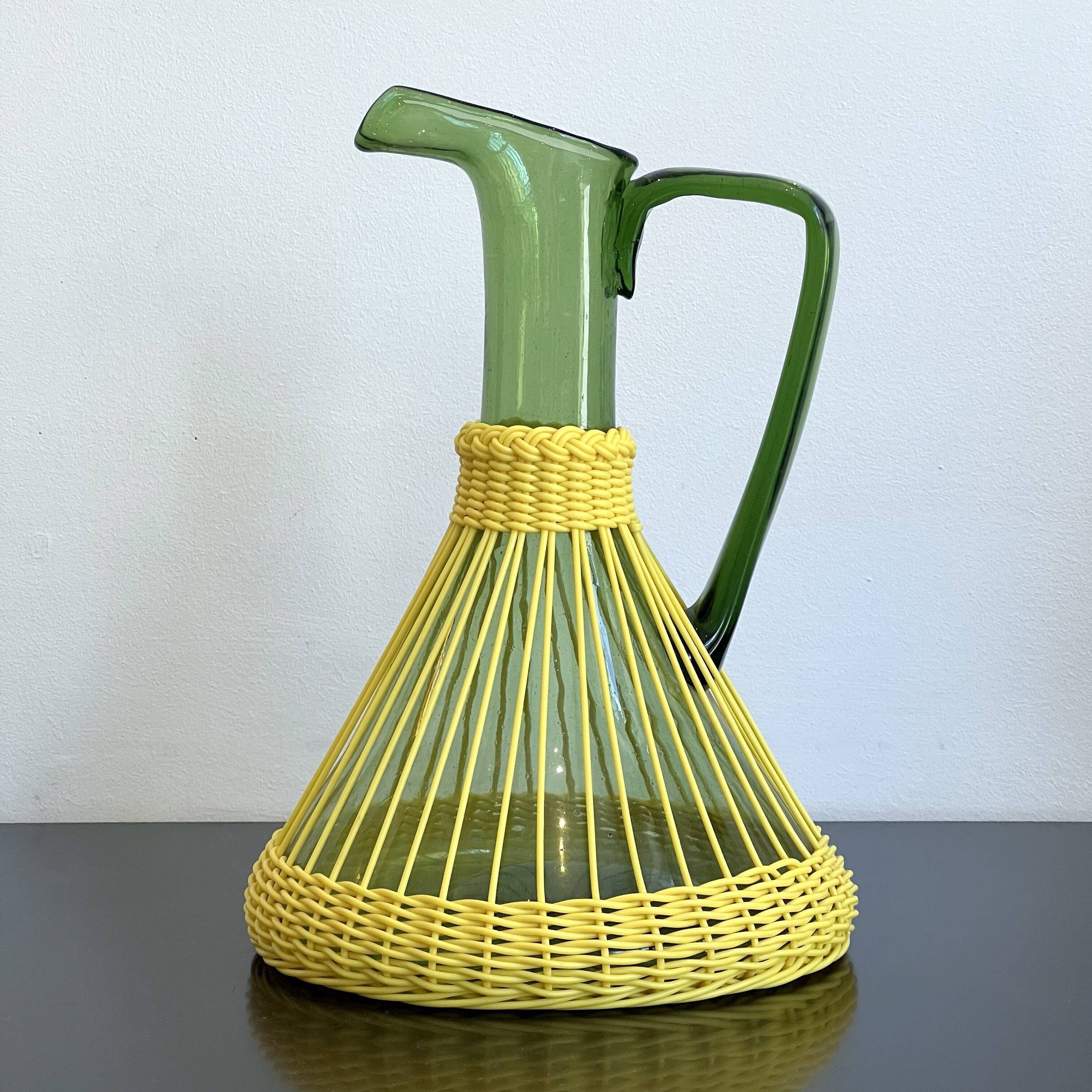 Pitcher blown glass and scoubidou threads