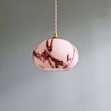 Art Deco pendant light in pink marbled opaline, Scailmont, 1920s-30s.