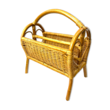 Magazine door in rattan and vintage bamboo