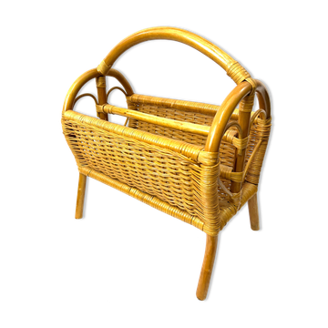 Magazine door in rattan and vintage bamboo