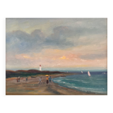 Peinture à l'huile sur toile vintage de paysage marin par B. Fransson