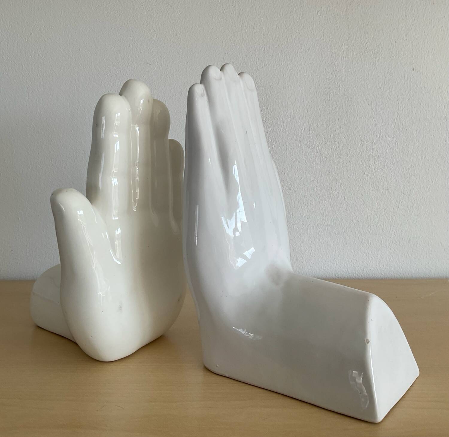 Pair of Vintage Ceramic Hands Bookends