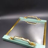 Small wooden metal top and mirror around 1950