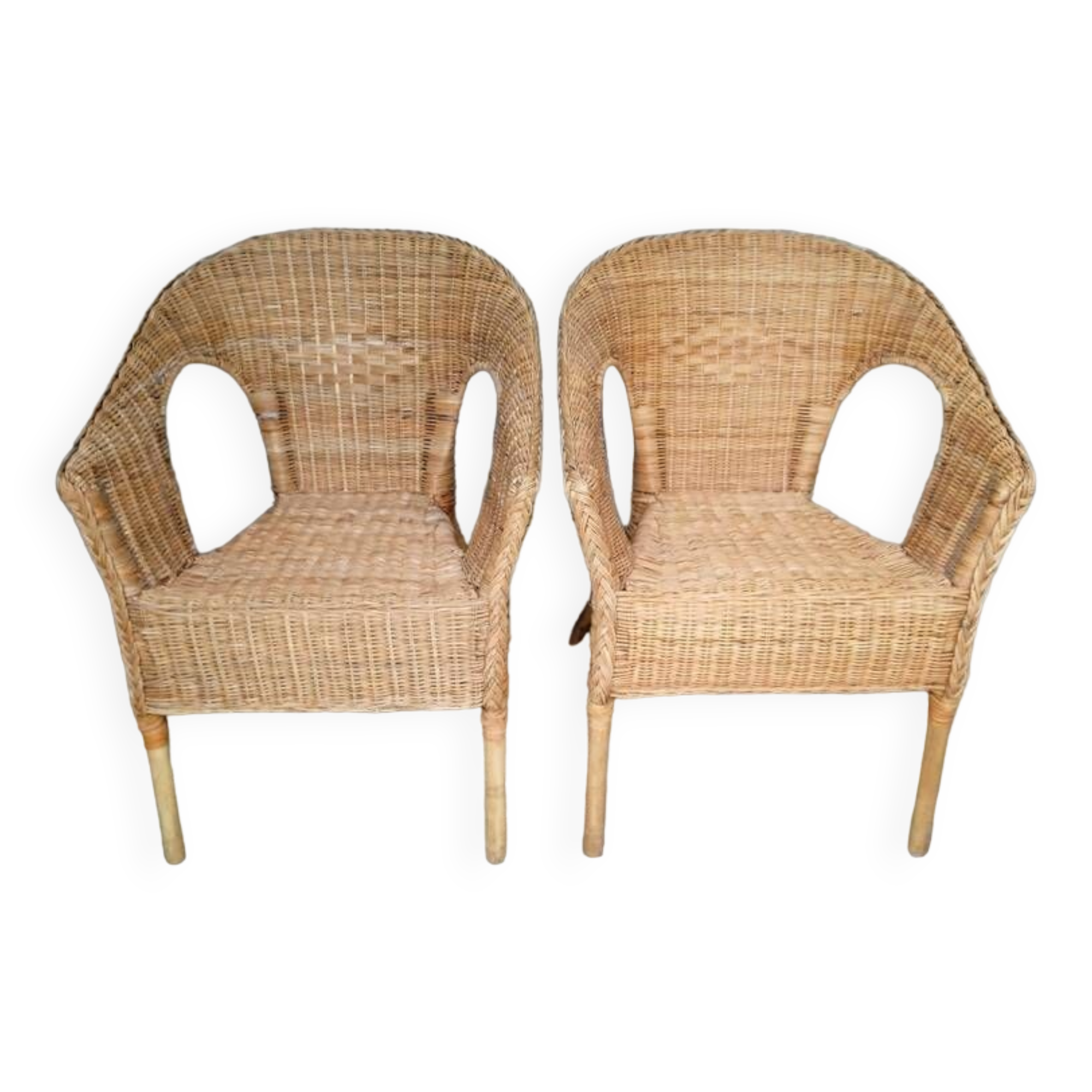 Paire de fauteuils rotin vintage
