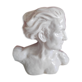 Bust of J. Mermoz in white cracked ceramic by H. Laurens