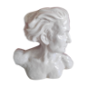 Bust of J. Mermoz in white cracked ceramic by H. Laurens