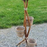 Rattan and bamboo plant holder from the 50s