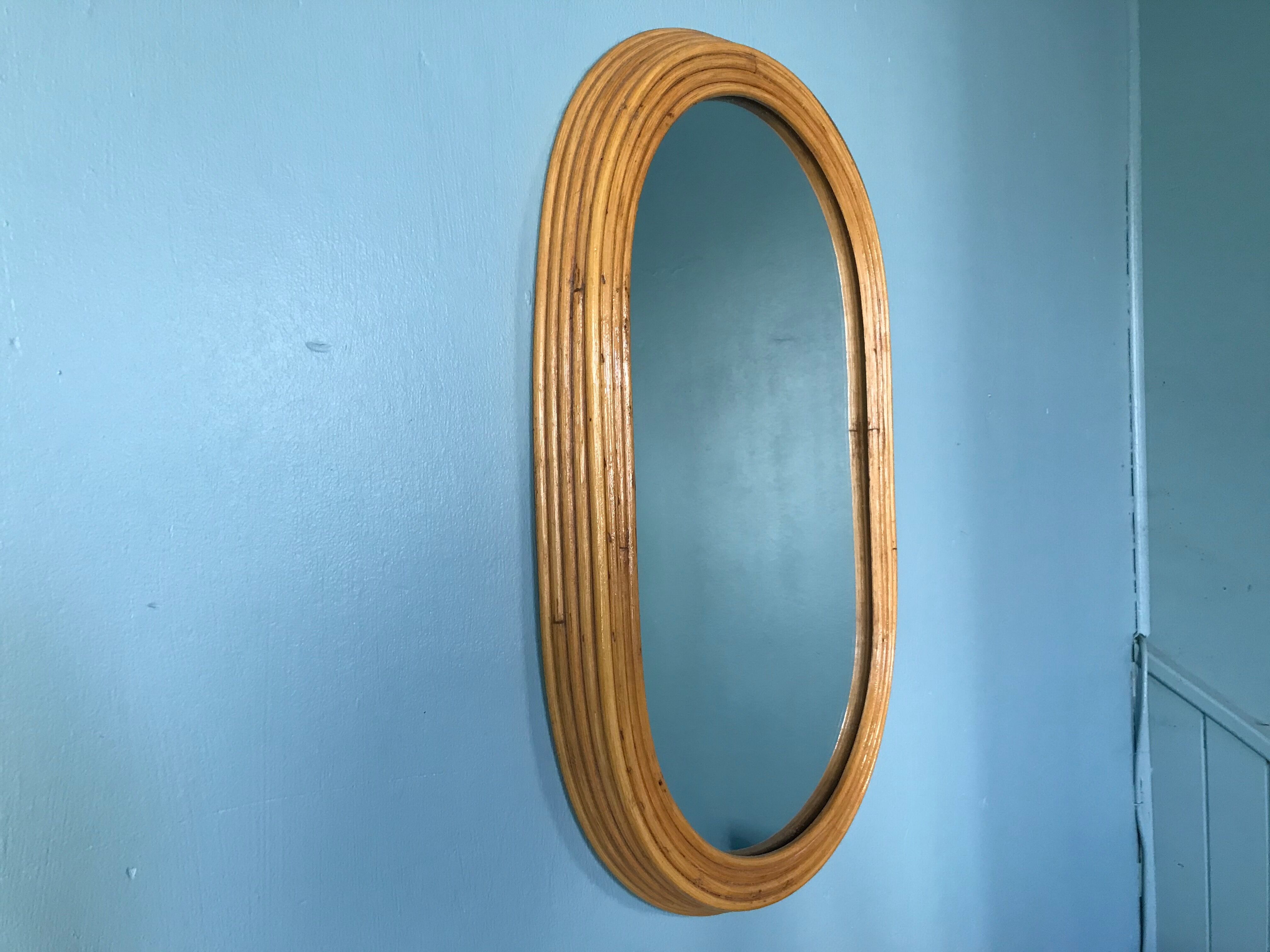 Pair of bamboo mirrors 34x56cm