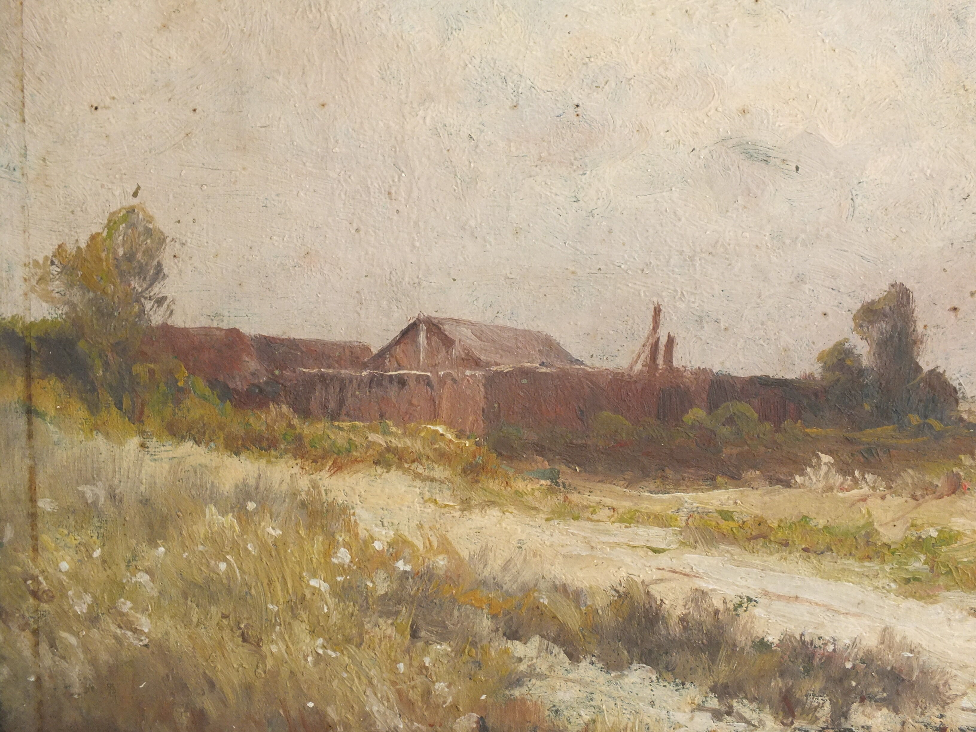 Alexandre Dronsart (1890-1953) landscape painting Chemin de bord de ferme