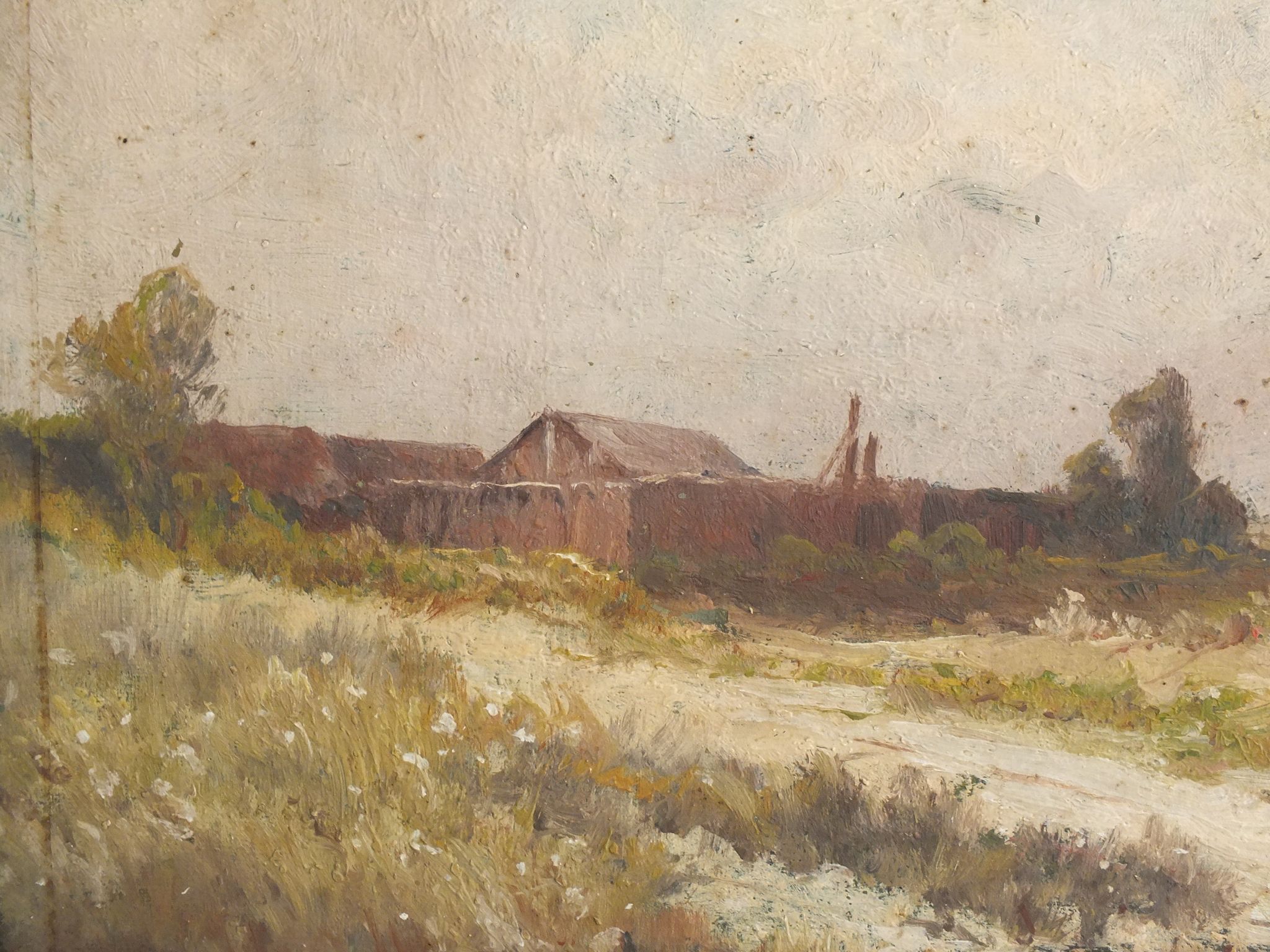 Alexandre Dronsart (1890-1953) landscape painting Chemin de bord de ferme