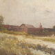 Alexandre Dronsart (1890-1953) peinture paysage Chemin de bord de ferme
