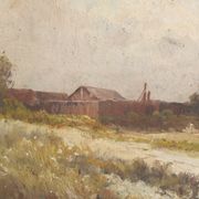 Alexandre Dronsart (1890-1953) landscape painting Chemin de bord de ferme