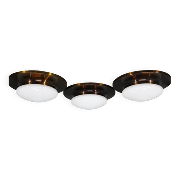 1980s Set of Three Ceiling Lights in Art deco Style