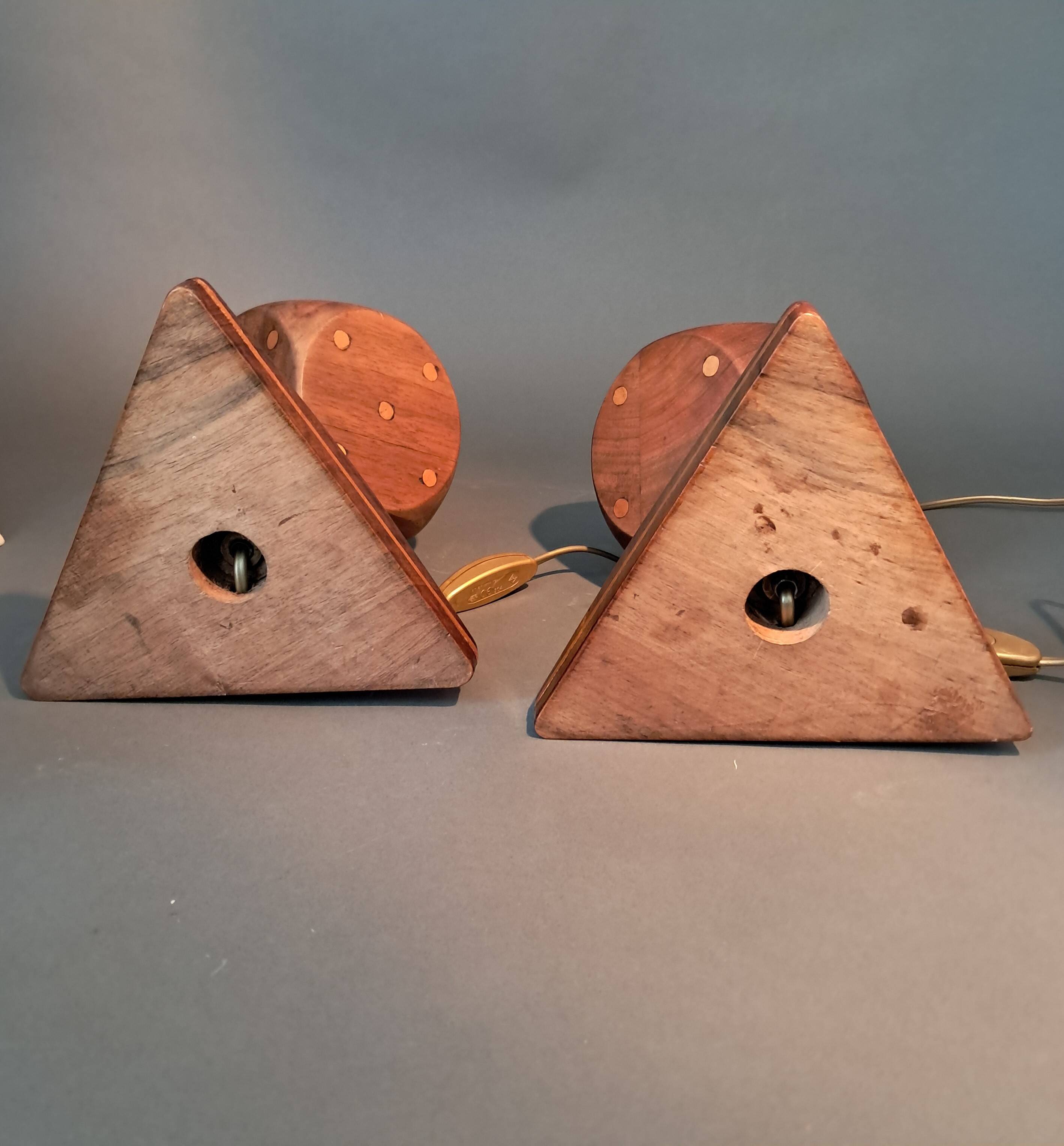 Paire de lampes 1940 en acajou massif et filets de citronnier.