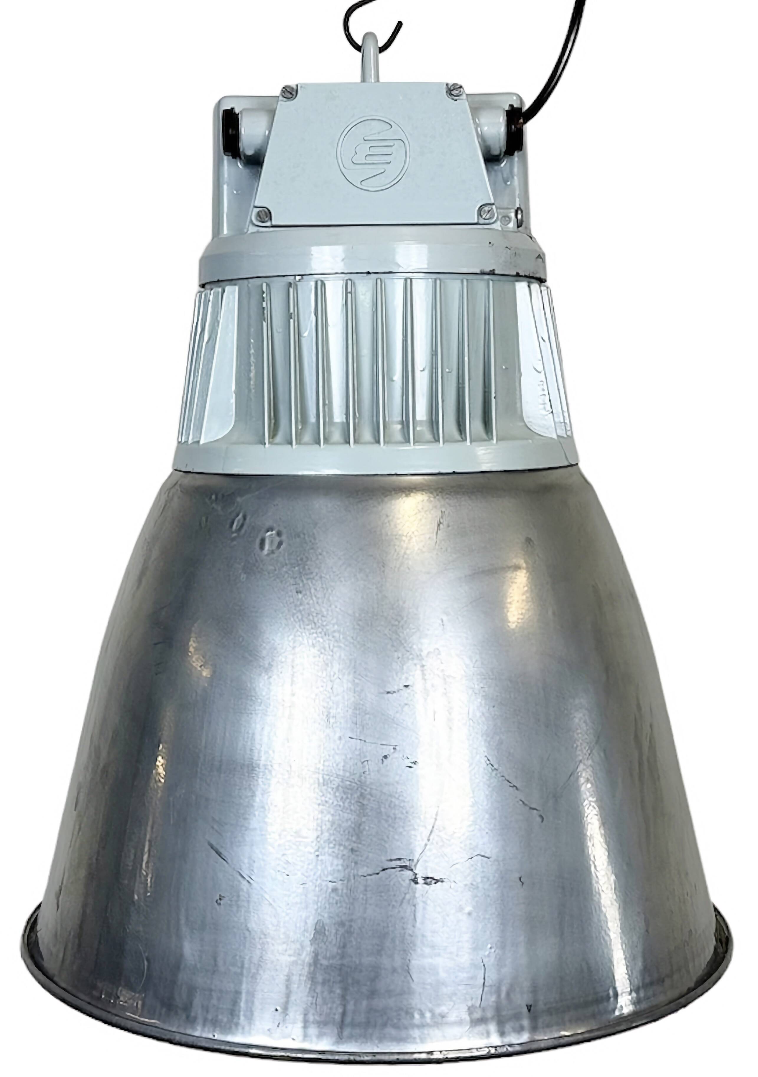 Vintage Silver Industrial Factory Pendant Lamp from Elektrosviti, 1960s