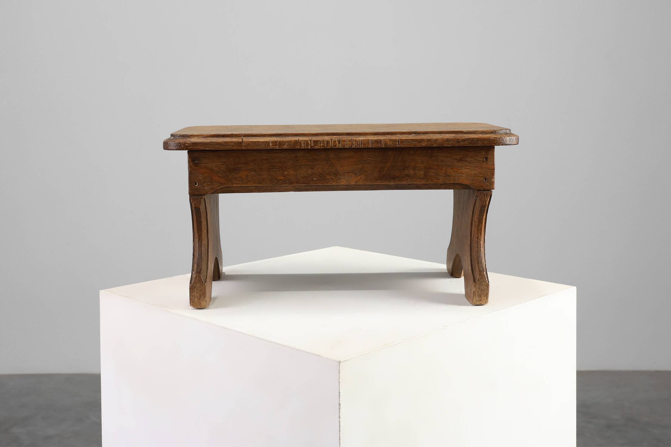 French Provincial Small 19th century rustic oak bench, France