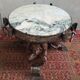 Jean-Maurice Rothschild (1902-1998) Table basse bois sculpté fer forgé et marbre