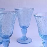 5 glasses with blue Biot stemmed