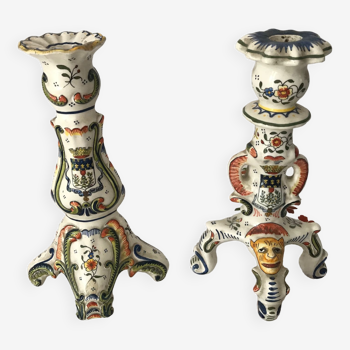 Pair of Desvres candle holders