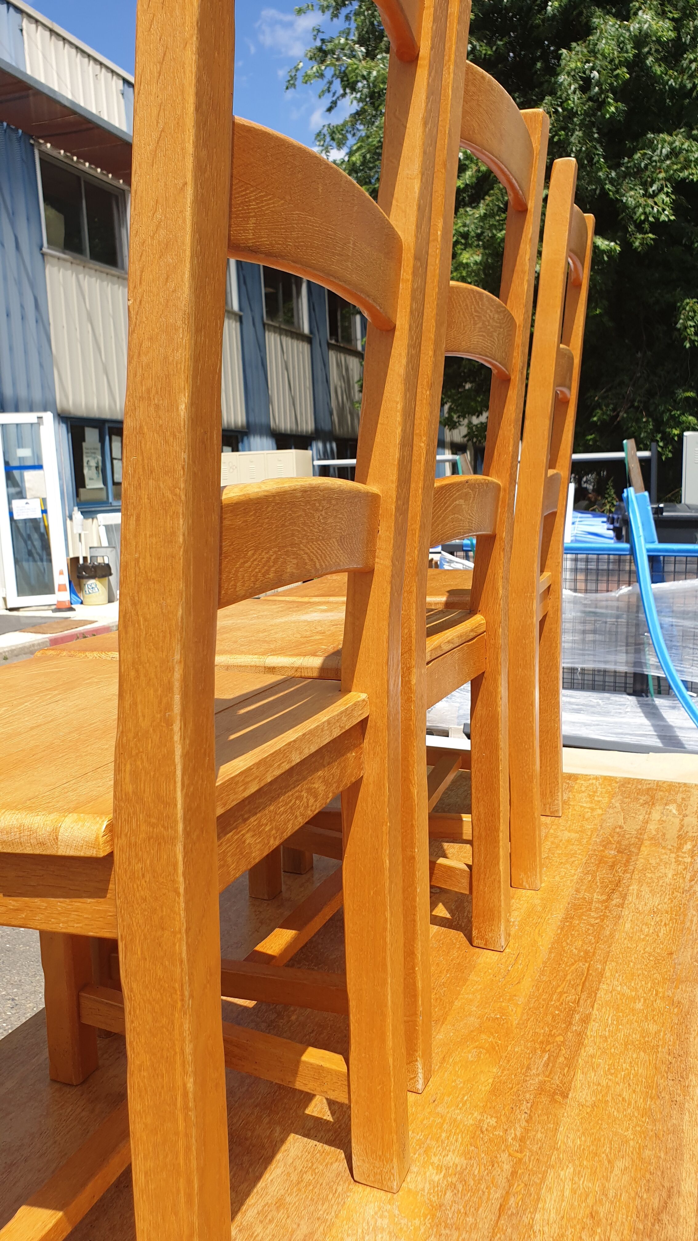 3 solid oak chairs