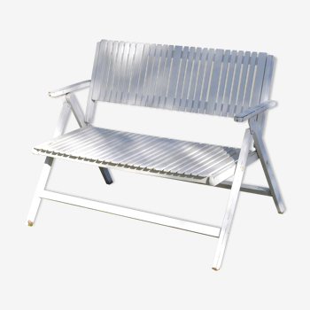 Banc tout en bois pliant blanc