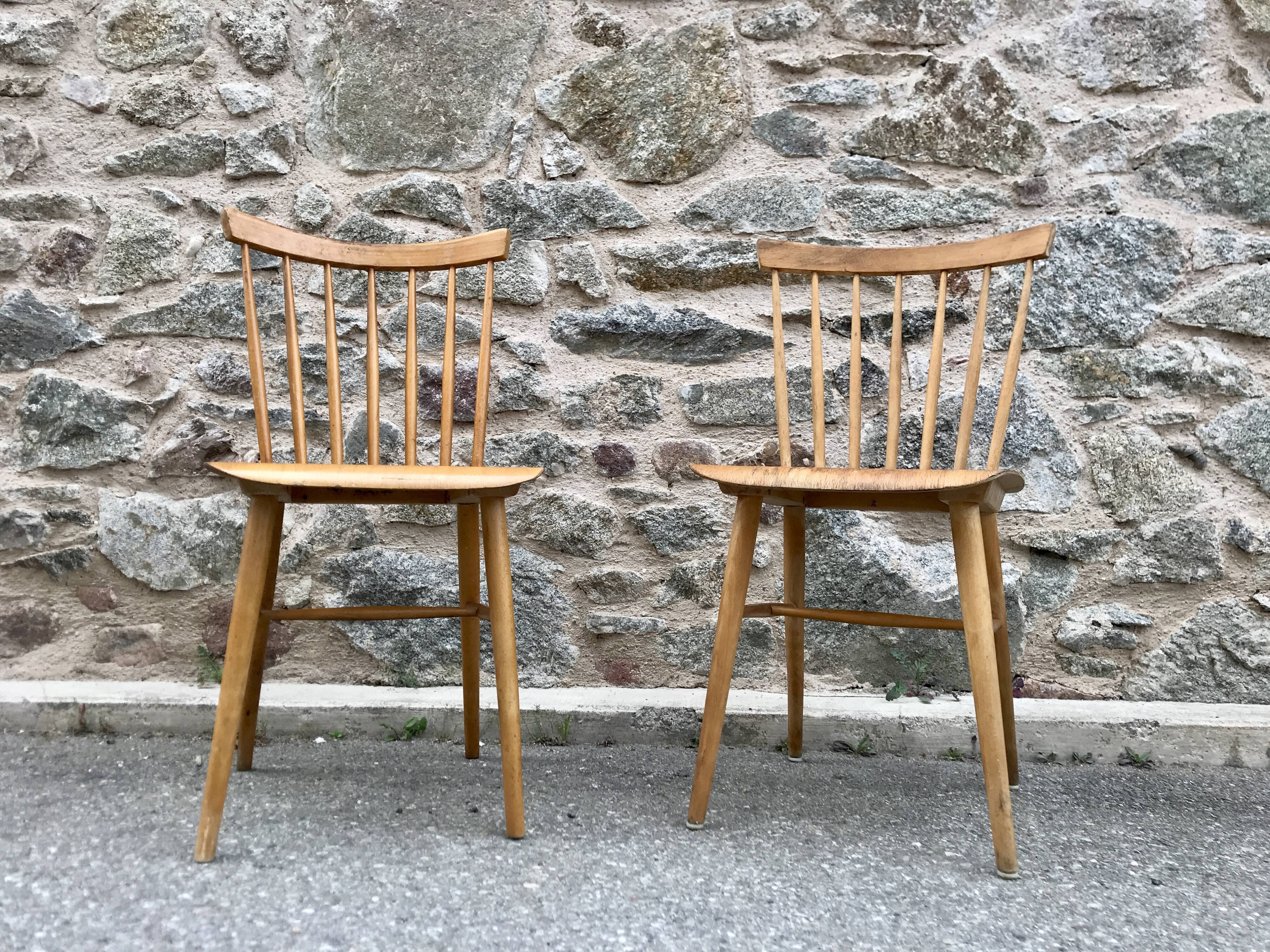 Pair of bistro chairs and bohemian beech