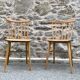 Paire de chaises bistrot et bohème hêtre - pieds compas - vintage 1950