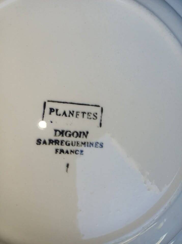 Set of 6 Deep Plates "PLANETS" – Digoin & Sarreguemines