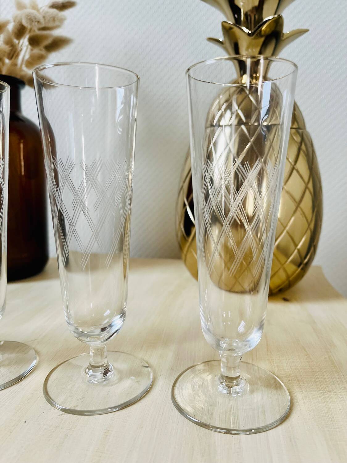 Ensemble de 4 flutes coupes de champagne vintage