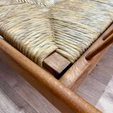 Pair of wooden and straw armchairs