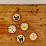 Set of 5 vintage rattan coasters