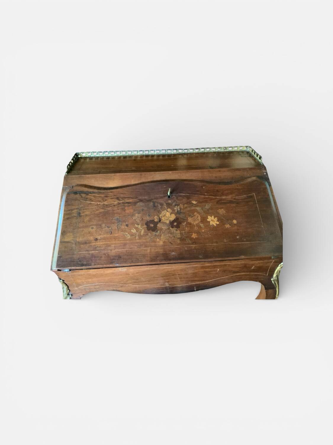 Sloped desk, antique marquetry secretary in wood – Louis XV style