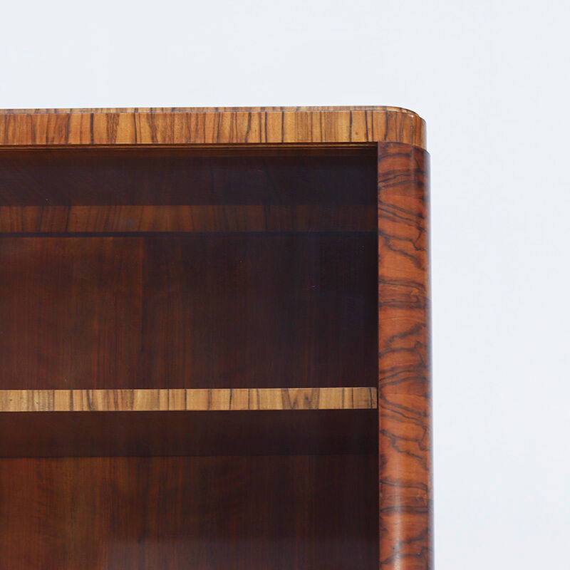 Walnut Art Deco Design Bookcase / Cabinet / Display Case