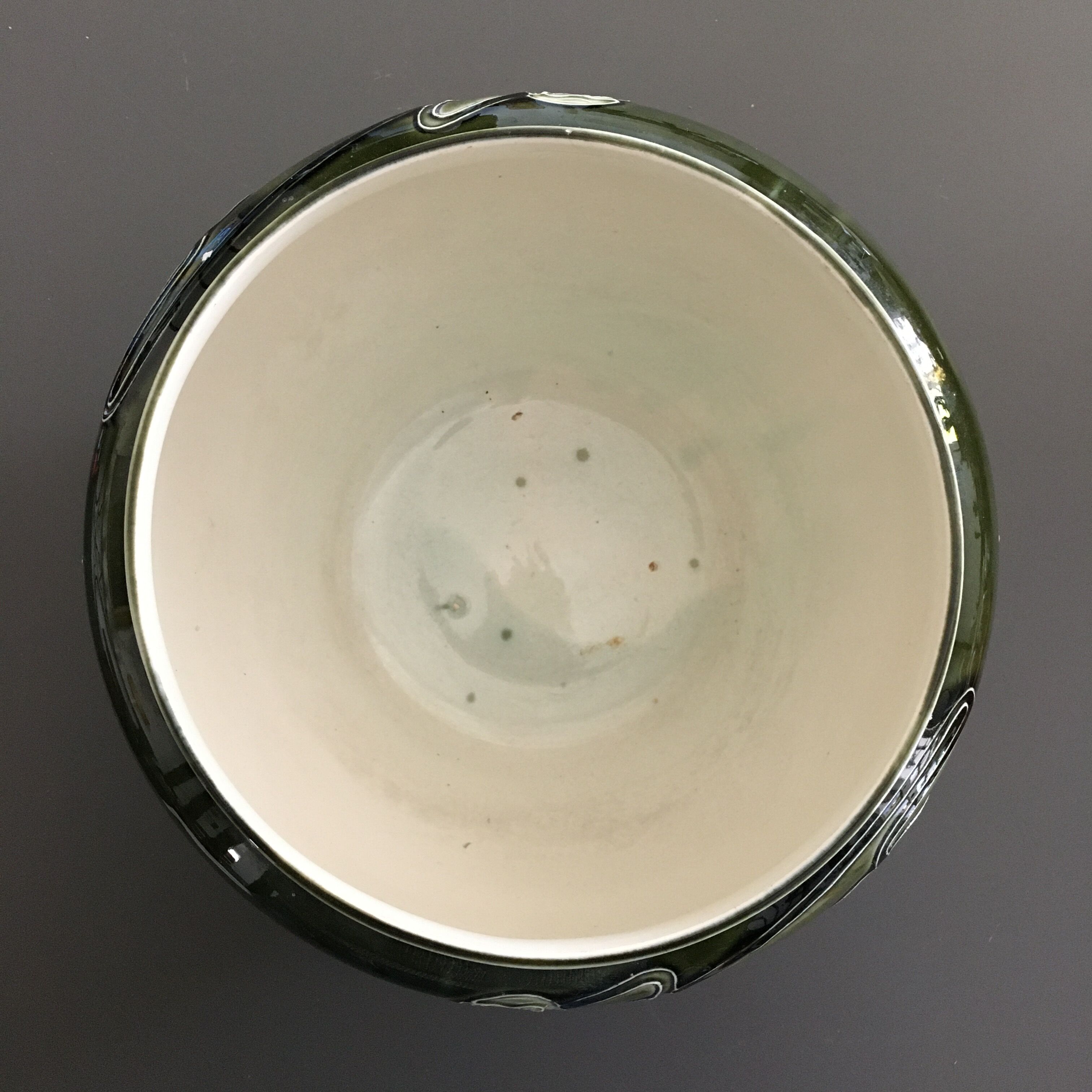 Olive green art deco pot cache