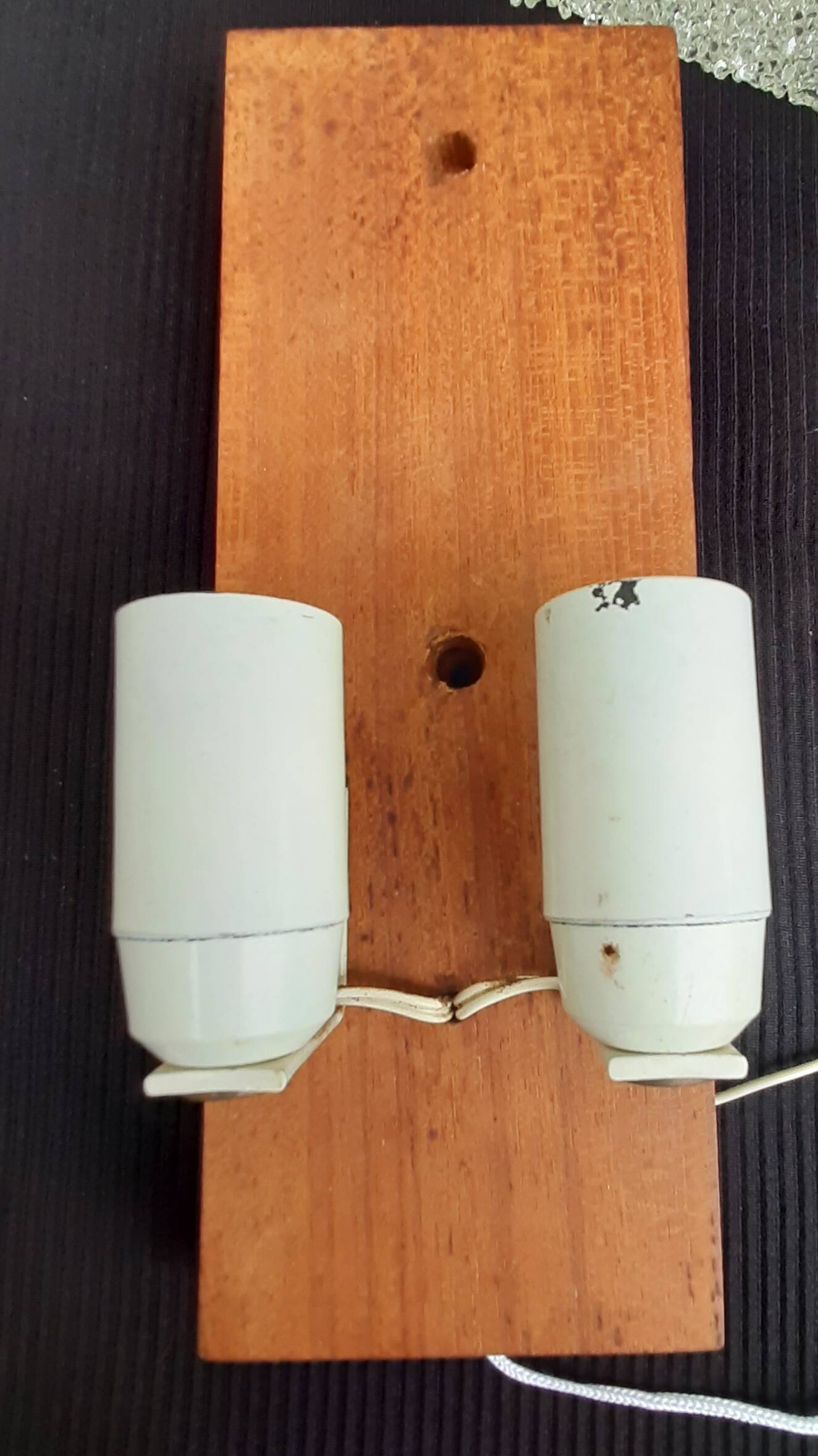 Pair of Scandinavian Perpex and teak wall lights