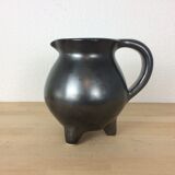 Black satin ceramic tripod pitcher 50s