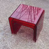 Set of 3 nesting tables in red plexiglass from the 70-80s
